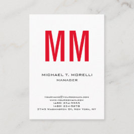平ユニーク白シンプル赤モノグラム 名刺