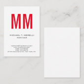 平ユニーク白シンプル赤モノグラム 名刺 (正面/裏面)