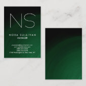 平ユニーク緑シンプルプロフェッショナルモノグラム 名刺 (正面/裏面)