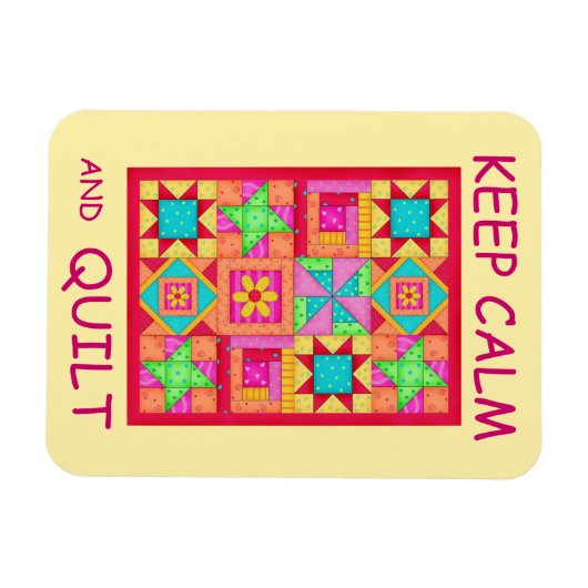 平保容とキルトブロック数々のパッチワークキルト マグネット (横)