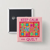 平保容とキルトブロック数々のパッチワークキルト 缶バッジ (正面&裏面)