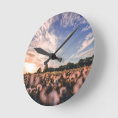 平原の美しい空 ラウンド壁時計 (傾斜)
