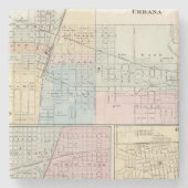 平原、アーバナ、Mattoonおよびチャールストンの地図 ストーンコースター (正面)