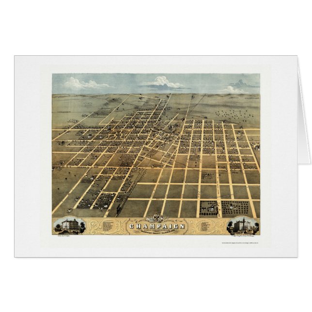 平原、ILのパノラマ式の地図- 1869年 (正面横)