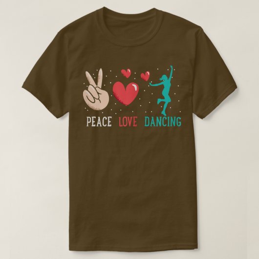平和おもしろい愛踊りグラフィック女性とギル Tシャツ (デザイン正面)