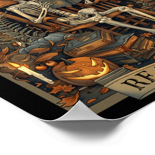 平和おもしろい読スケルトンのハロウィン読の前 ポスター (角)