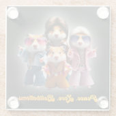 平和おもしろい。愛.ベルボトム。ハムスター超集団 ガラスコースター (裏面)