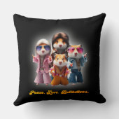 平和おもしろい。愛.ベルボトム。ハムスター超集団 クッション (裏面)