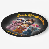 平和おもしろい。愛.ベルボトム。ハムスター超集団 ペーパープレート (アングル)