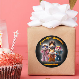 平和おもしろい。愛.ベルボトム。ハムスター超集団 ラウンドシール