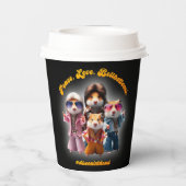 平和おもしろい。愛.ベルボトム。ハムスター超集団 紙コップ (裏面)