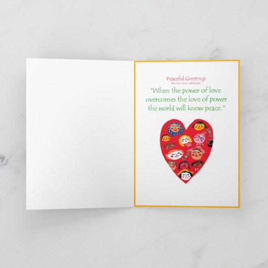 平和および愛についての季節の挨拶 シーズンカード (内部)
