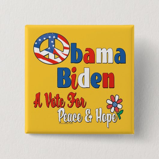 平和および愛のためのオバマバイデン氏の投票 缶バッジ (正面)