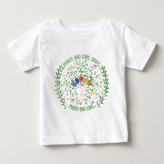 平和および愛のベビー… ベビーTシャツ (正面)