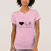 平和および愛ピンクのワイシャツ Tシャツ (正面)