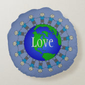 平和および愛惑星の地球のかわいい棒の姿 ラウンドクッション (裏面)