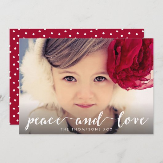 平和および愛白い原稿のクリスマスの写真の上敷 シーズンカード (正面/裏面)