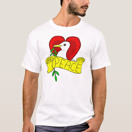 平和および愛鳩のTシャツ Tシャツ (正面)