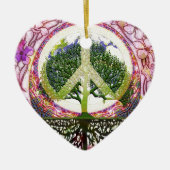 平和および花の記号 セラミックオーナメント (正面)