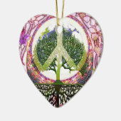 平和および花の記号 セラミックオーナメント (左)