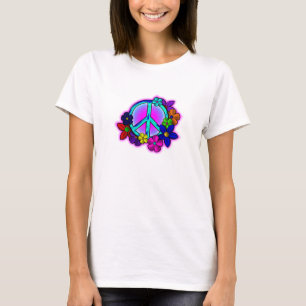 平和および花 Tシャツ
