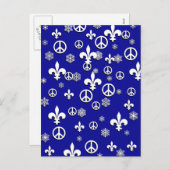 平和および（紋章の）フラ・ダ・リのクリスマスカード シーズンポストカード (正面/裏面)