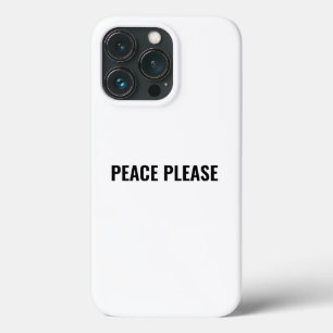 平和お願いホワイトブラック文字ミニマルアンチ戦争 iPhone 13 PROケース