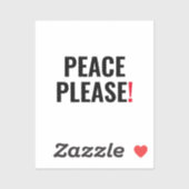 平和お願いホワイトブラック赤文字アンチ戦争抗議 シール (シート)