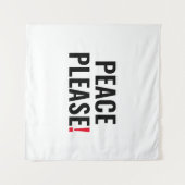 平和お願いホワイトブラック赤文字アンチ戦争抗議 タペストリー (正面(横))