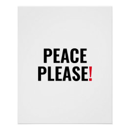 平和お願いホワイトブラック赤文字アンチ戦争抗議 ポスター