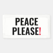 平和お願いホワイトブラック赤文字アンチ戦争抗議 横断幕 (横)