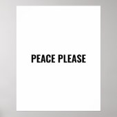 平和お願い白い黒シンプル黒アンチ戦争抗議 ポスター (正面)