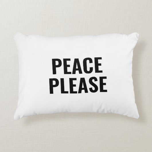 平和お願い白と黒のモダンタイポグラフィ アクセントクッション (正面)