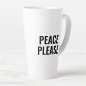 平和お願い白黒文字アンチ戦争抗議 カフェラテマグ (右アングル)