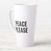 平和お願い白黒文字アンチ戦争抗議 カフェラテマグ (左アングル)