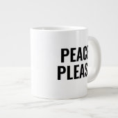 平和お願い白黒文字アンチ戦争抗議 ジャンボコーヒーマグカップ (正面右)