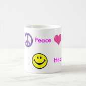 平和かわいらしいハート、平和、愛、Happi… コーヒーマグカップ (中央)