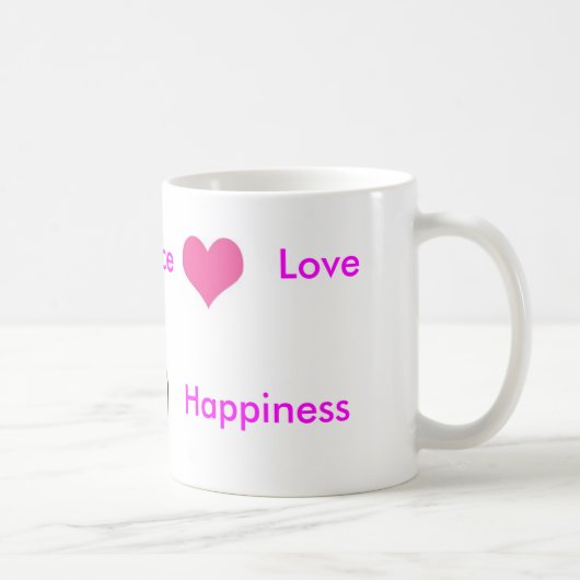 平和かわいらしいハート、平和、愛、Happi… コーヒーマグカップ (右)