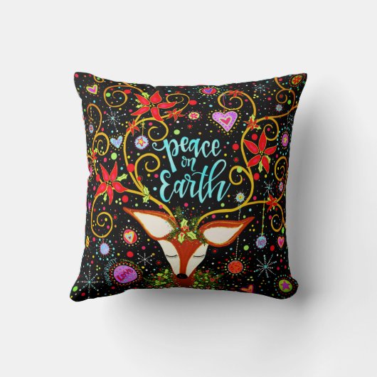 平和かわいらしオンアース・トナカイ・クリスマス クッション (裏面)