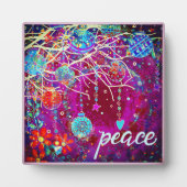 平和かわいらしオーナメントクリスマスパープル フォトプラーク (正面)