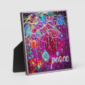 平和かわいらしオーナメントクリスマスパープル フォトプラーク (正面)