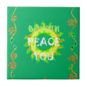 平和があなたと共に:癒しのグリーンとイエロー タイル (正面)