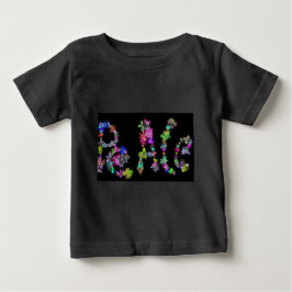平和が内にある、平和が周りにも | フラワータイポグラフィー入りインスピレーショナルアイテム ベビーTシャツ