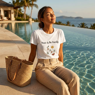 平和が第一位 ボヘミアン風フラワー柄 レディース Tシャツ