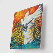 平和が鳩の時計に飛んだ スクエア壁時計 (傾斜)