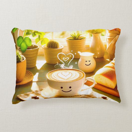 平和で心温まるカプチーノ朝 アクセントクッション (正面)