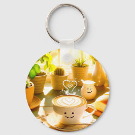 平和で心温まるカプチーノ朝 キーホルダー