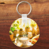 平和で心温まるカプチーノ朝 キーホルダー (裏面)