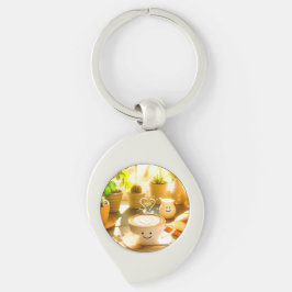 平和で心温まるカプチーノ朝 キーホルダー