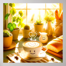 平和で心温まるカプチーノ朝 ポスター